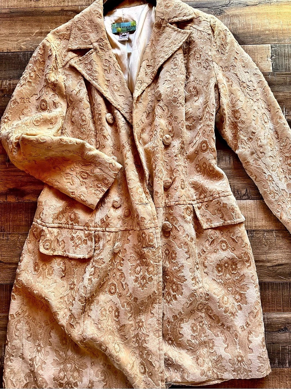 Beth Bowley Paisley Jacquard Trench Coat Brown Size 10